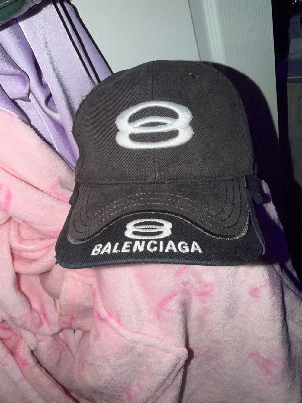Balenciaga Black Cap with White Logo Embroidery
